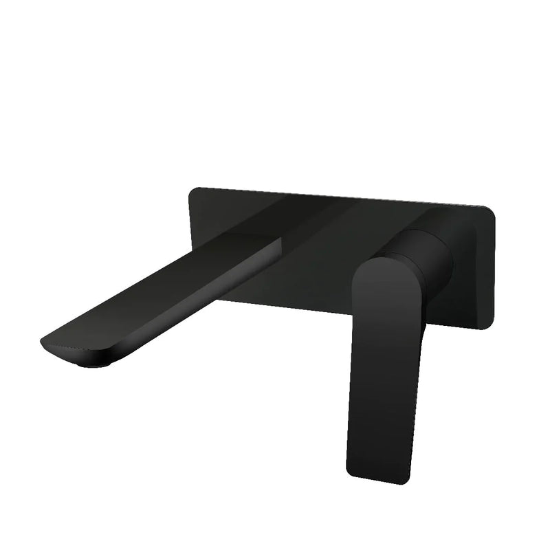 Rushy Square Black Wall Mixer With Spout