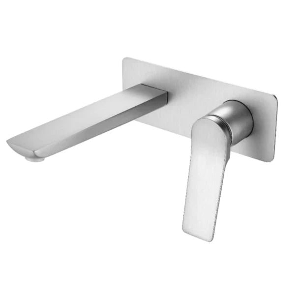 Rushy Square Brushed Nickel Wall Mixer With Spout