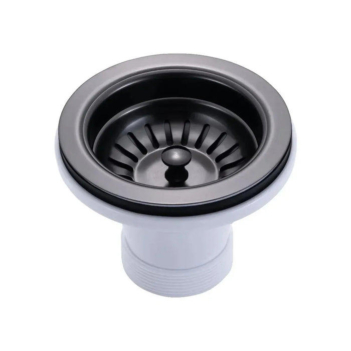 Gun Metal Grey 770*450*215mm Kitchen Sink Round Corner Stainless Steel Double Bowl (with Bottom Tray)