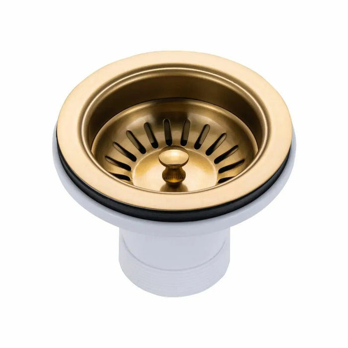 Brushed Brass 600*450*230mm Kitchen Sink Round Corner Stainless Steel Single Bowl (with Bottom Tray)