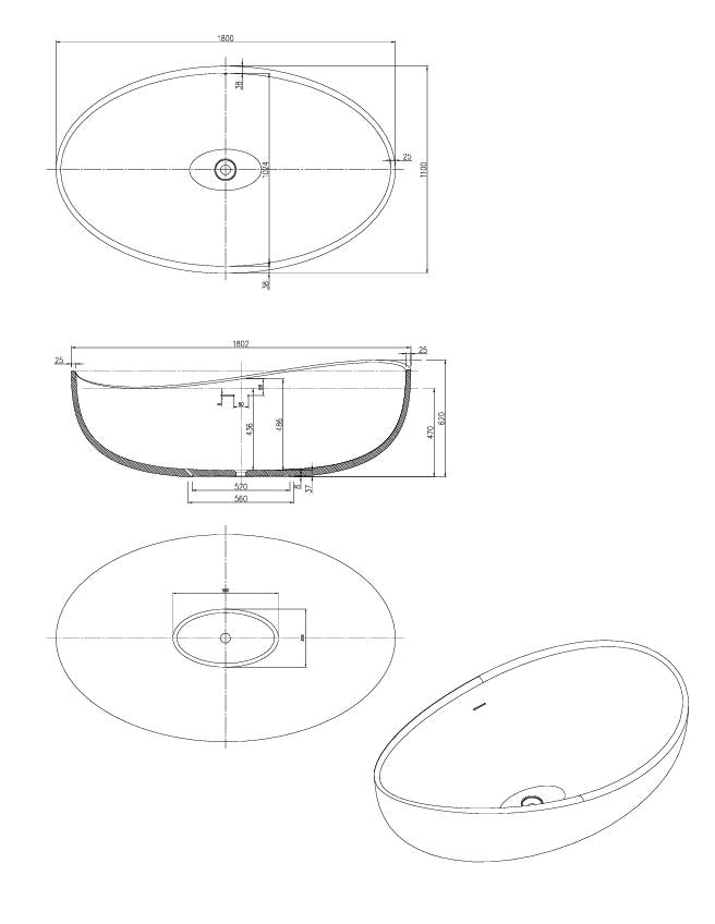 Pietra Bianca Onda Freestanding Bath