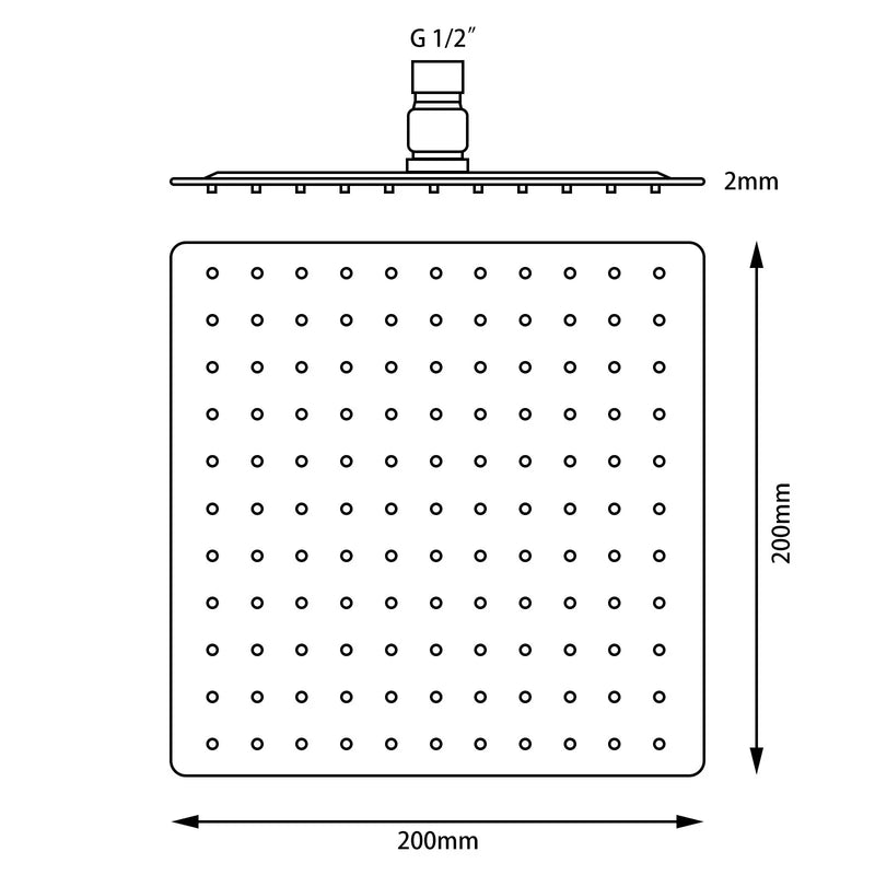 Super-Slim Square Rainfall Shower Head