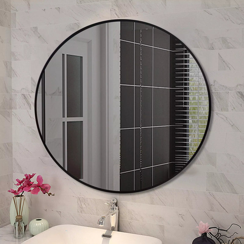 Round Black Aluminium Wall Mirror