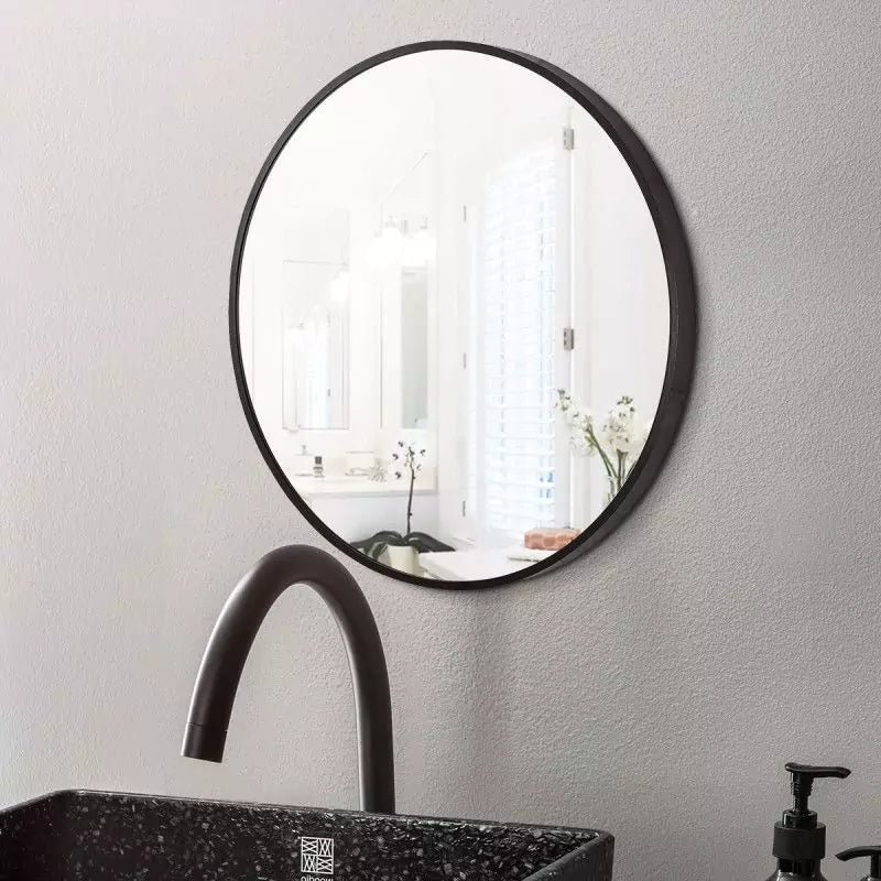 Round Black Aluminium Wall Mirror