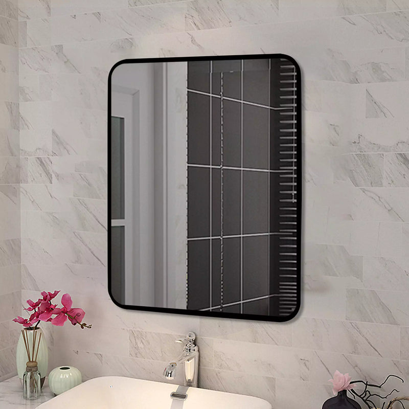 Square Black Aluminium Wall Mirror