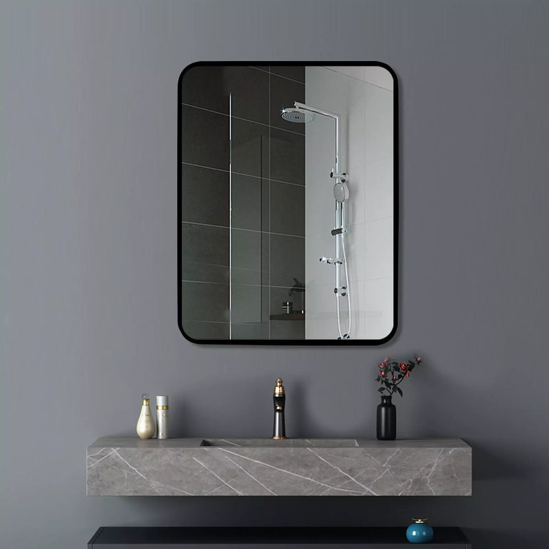 Square Black Aluminium Wall Mirror