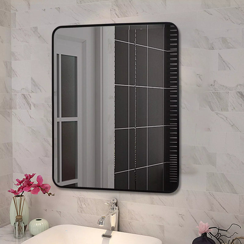 Square Black Aluminium Wall Mirror