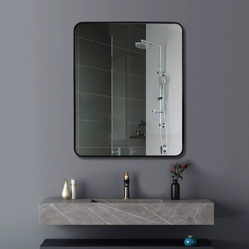 Square Black Aluminium Wall Mirror