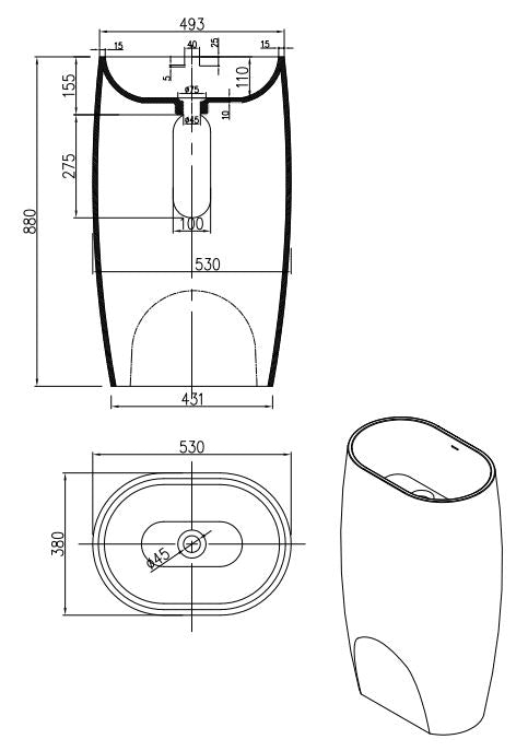 Pietra Bianca Unique Freestanding Basin