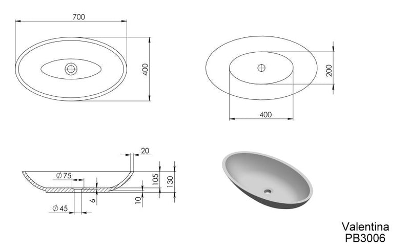 Pietra Bianca Valentina Above Counter Basin