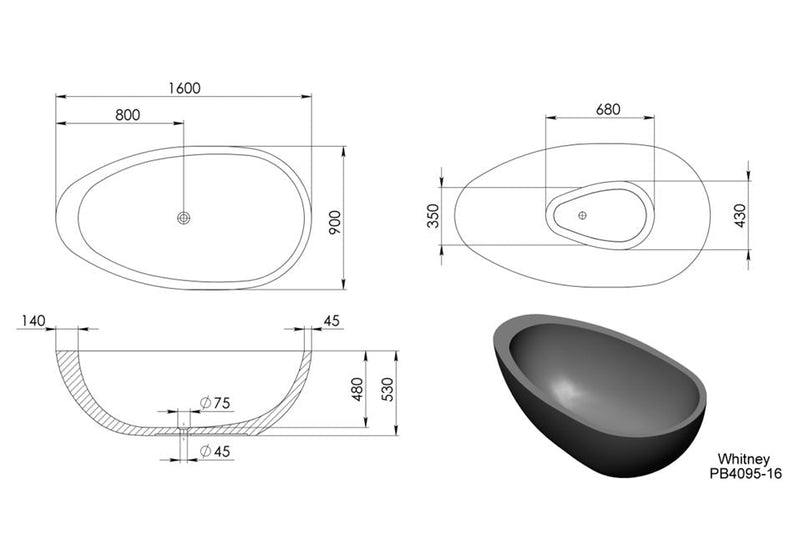Pietra Bianca Whitney Freestanding Bath